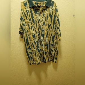 Tommy Bahama Men's Polo Bamboo Size Large Blue Green Yellow Cotton